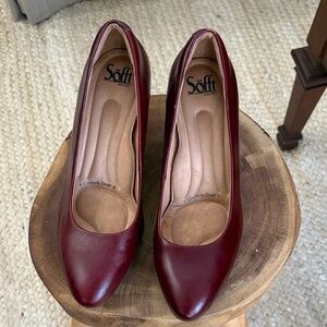 Sofft Deep Red Leather Heels